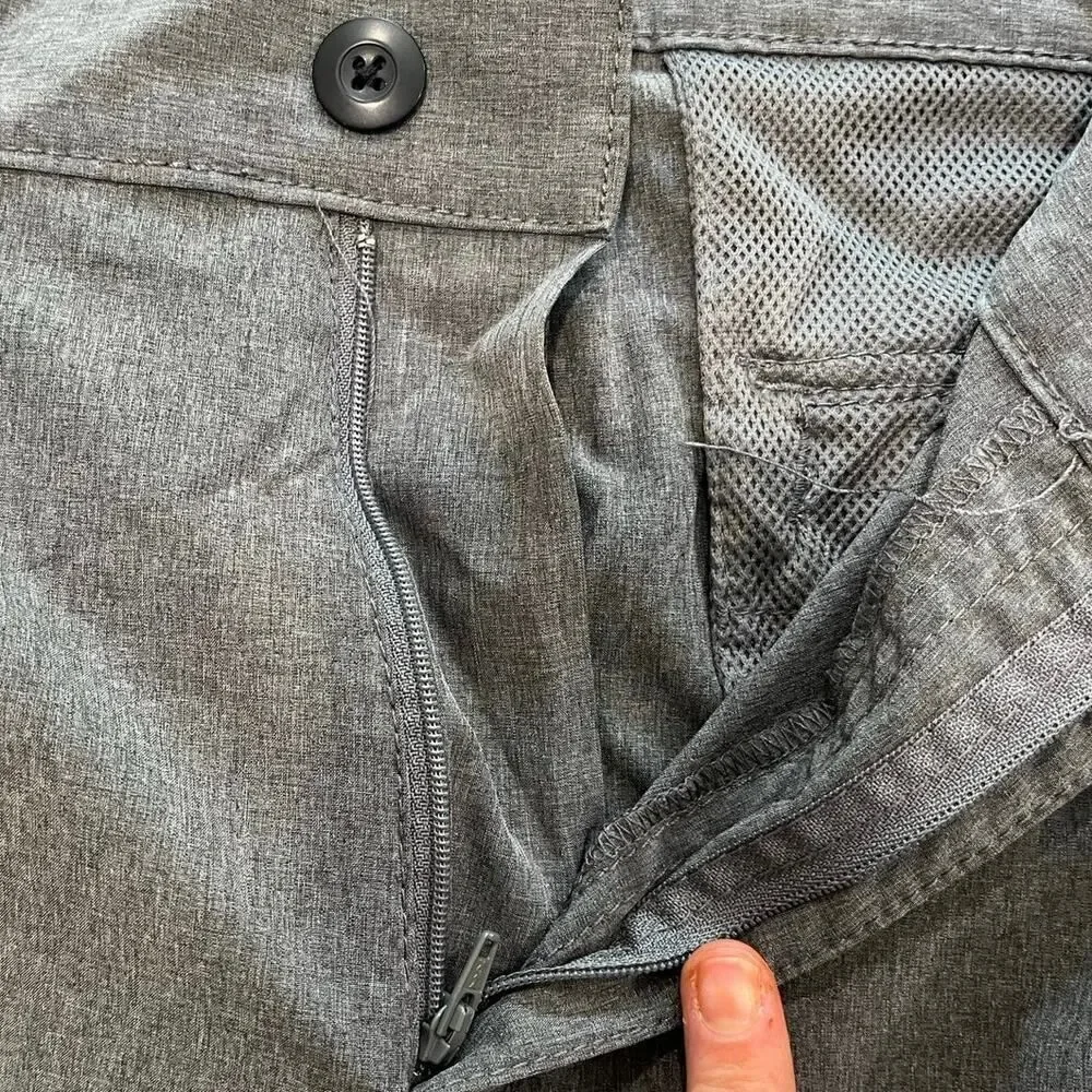 Iron Co Mens Performance Hybrid Cargo Shorts Mid Rise Stretch Heather Gray Sz 32